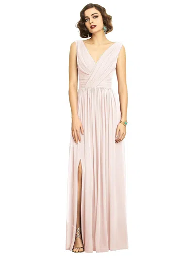 DESSY COLLECTION SLEEVELESS DRAPED CHIFFON MAXI DRESS WITH FRONT SLIT