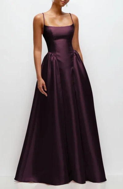 Dessy Collection Sleeveless Satin Gown In Purple