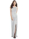 Dessy Collection Soho Metallic Column Gown In Grey