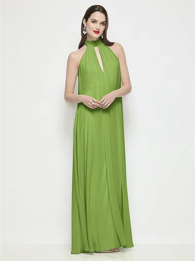 Dessy Collection Slip-on Shirred Chiffon Trapeze Halter Dress