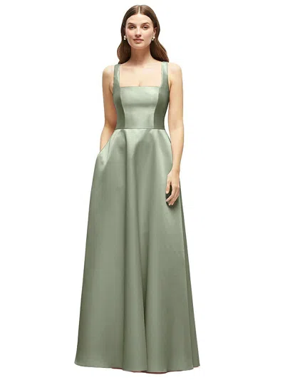 Dessy Collection Square-neck Satin Maxi Dress With Full Skirt