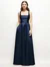Dessy Collection Sleeveless Satin Gown In Midnight