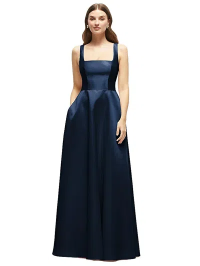 Dessy Collection Square-neck Satin Maxi Dress With Full Skirt