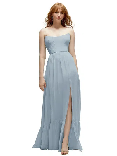 Dessy Collection Strapless Cat-eye Corset Maxi Dress With Ruffle Hem A-line Skirt