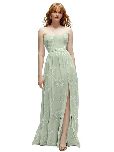 Dessy Collection Strapless Cat-eye Corset Maxi Dress With Ruffle Hem A-line Skirt