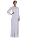 Dessy Collection Strapless Chiffon Maxi Dress With Puff Sleeve Blouson Overlay