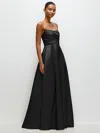 Dessy Collection Strapless Draped Cat-eye Satin Maxi Dress With Full Skirt