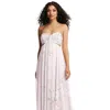 Dessy Collection Strapless Empire Waist Cutout Maxi Dress With Covered Button Detail In Multi