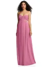Dessy Collection Strapless Empire Waist Chiffon Gown In Pink
