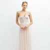 DESSY COLLECTION STRAPLESS FLORAL EMBROIDERED CORSET MAXI DRESS WITH CHIFFON SKIRT