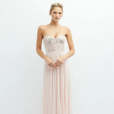DESSY COLLECTION STRAPLESS FLORAL EMBROIDERED CORSET MAXI DRESS WITH CHIFFON SKIRT