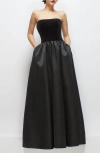 Dessy Collection Strapless Mixed Media Gown In Black