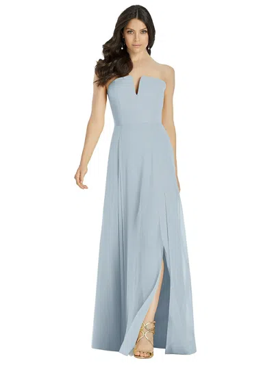 Dessy Collection Strapless Notch Chiffon Maxi Dress In Grey
