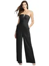 Dessy Collection Strapless Notch Crepe Jumpsuit With Pockets
