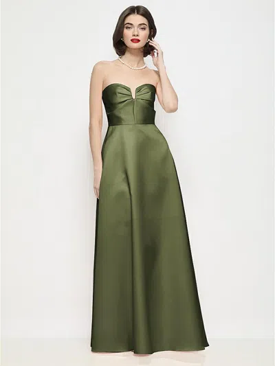 Dessy Collection Strapless Pleated U-wire Satin Maxi Dress With Semi Circle Skirt