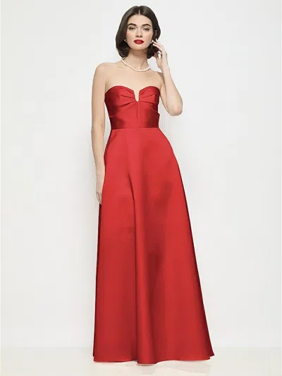 Dessy Collection Strapless Pleated U-wire Satin Maxi Dress With Semi Circle Skirt