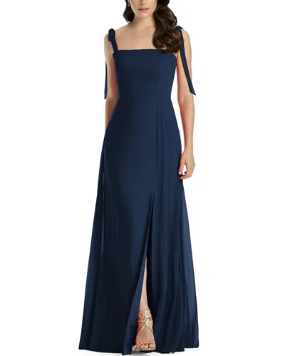 Dessy Collection Tie-strap Chiffon Gown In Blue