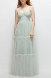 Dessy Collection Tiered Tulle Evening Dress In Willow