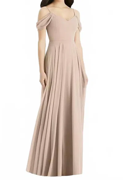 Dessy Off Shoulder Open Cowl Back Maxi Dress In Topaz In Yellow