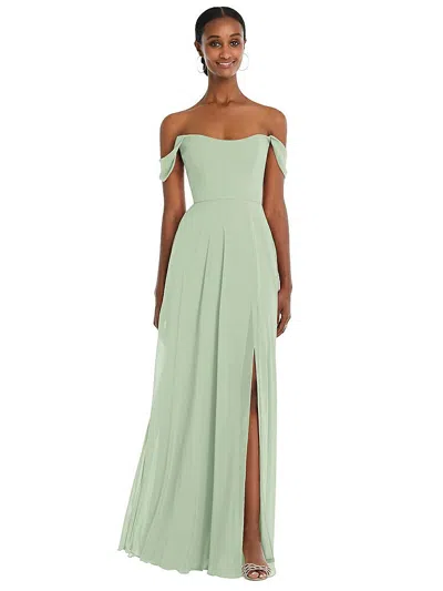 After Six Off-the-shoulder Basque Neck Maxi Dress With Flounce Sleeves In