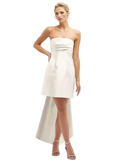 Alfred Sung Strapless Satin Column Mini Dress With Oversized Bow In