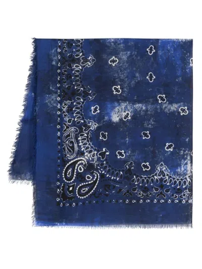 Destin Paisley-print Fringed Scarf In Blue