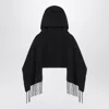 Destin Black Wool Hooded Cape In Black