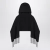 Destin Black Wool Hooded Cape In Black
