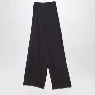 Destin Black/beige Check Wool Scarf In Blue