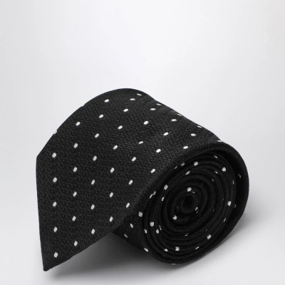 Destin Polka Dot Silk Tie In Black