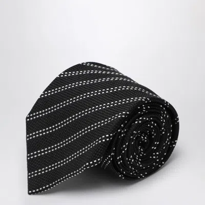 DESTIN DESTIN  BLACK/WHITE SILK TIE