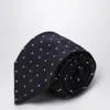 Destin Blue/white Polka Dot Silk Tie In Black