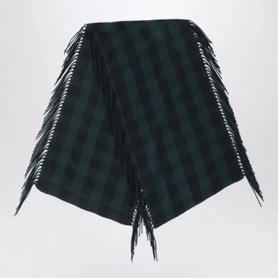 Destin British Green Check Wool And Cashmere Shawl