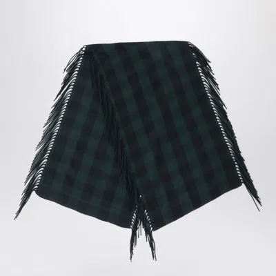 DESTIN BRITISH GREEN CHECK WOOL AND CASHMERE SHAWL