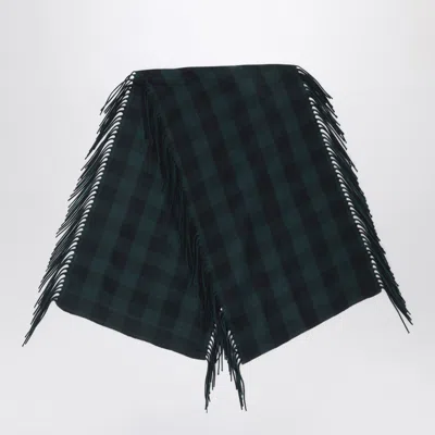 DESTIN DESTIN BRITISH GREEN CHECK WOOL AND CASHMERE SHAWL