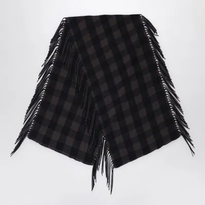 DESTIN DESTIN  BROWN CHECK WOOL AND CASHMERE SHAWL