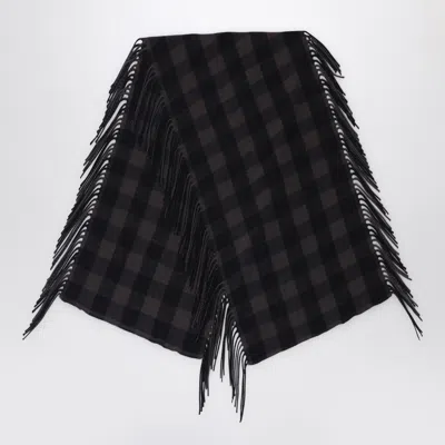 Destin Brown Check Wool And Cashmere Shawl In Black