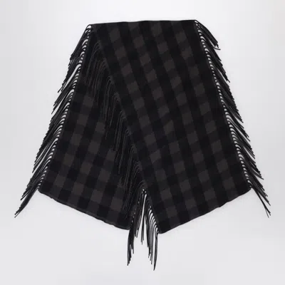Destin Brown Check Wool And Cashmere Shawl In Black