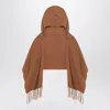 Destin Brown Wool Hooded Cape In Brown