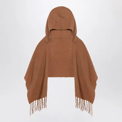 Destin Brown Wool Hooded Cape