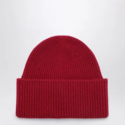 Destin Burgundy Wool And Cashmere Beanie In Red