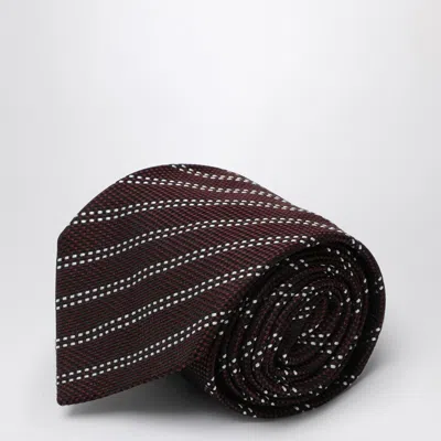 Destin Burgundy/white Silk Tie In Black