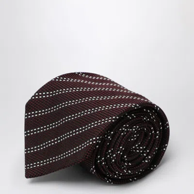DESTIN BURGUNDY/WHITE SILK TIE