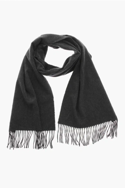Destin Cashmere Biver Scarf With Fringes In Green