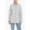 Destin Cashmere Blend Long Sleeved Overshirt With Utility Pockets In Gray