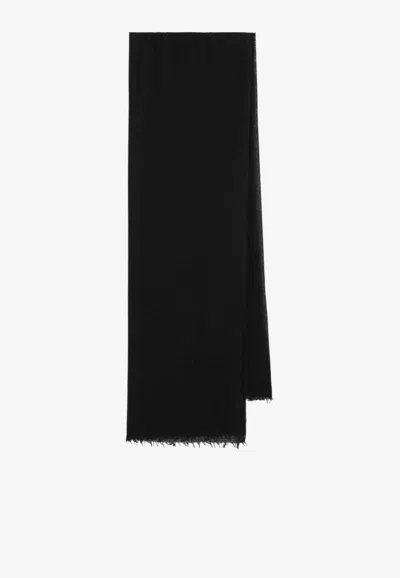 Destin Cashmere-blend Fringed Scarf In Black