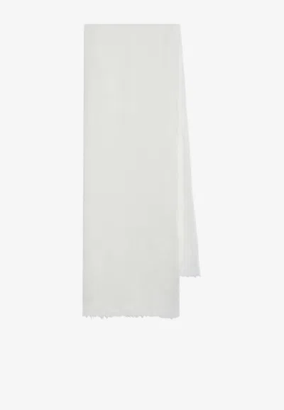 Destin Cashmere-blend Fringed Scarf In White