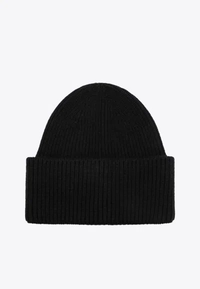 Destin Cashmere-blend Ribbed Beanie In Black