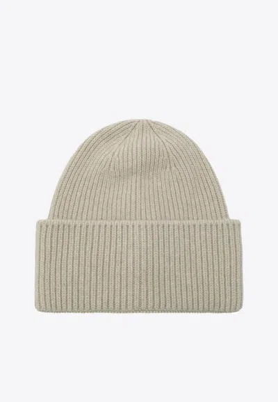Destin Cashmere-blend Ribbed Beanie In White