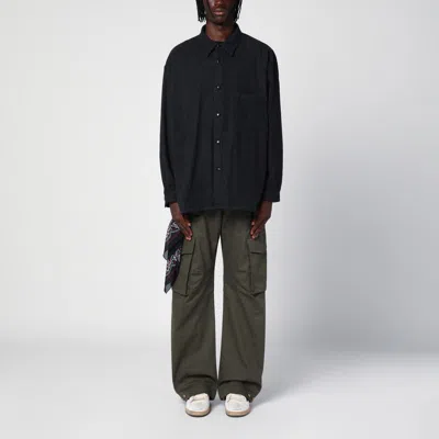 Destin Charcoal Grey Wool And Cashmere Overshirt In Brown